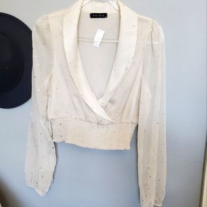 NWT Sheer silver star blouse